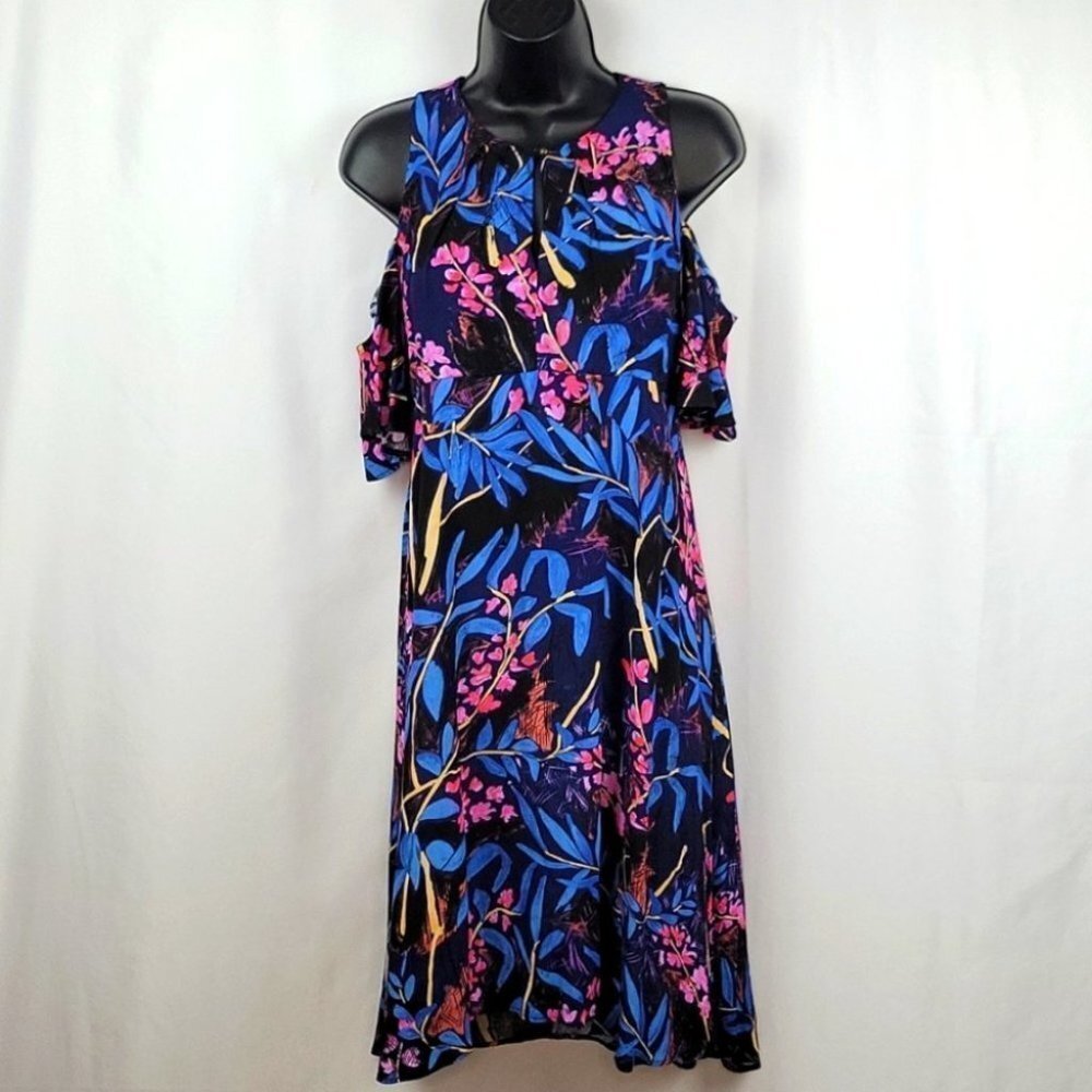MAEVE Elia Floral Printed Flowy BOHO Cold Shoulder Mini Dress Size 0